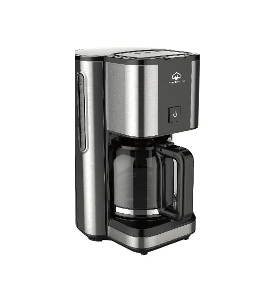 Home Electric Drip Coffee Maker – 1.2L Capacity, 900W Brewing Power, Brushed Black & Silver Design 1