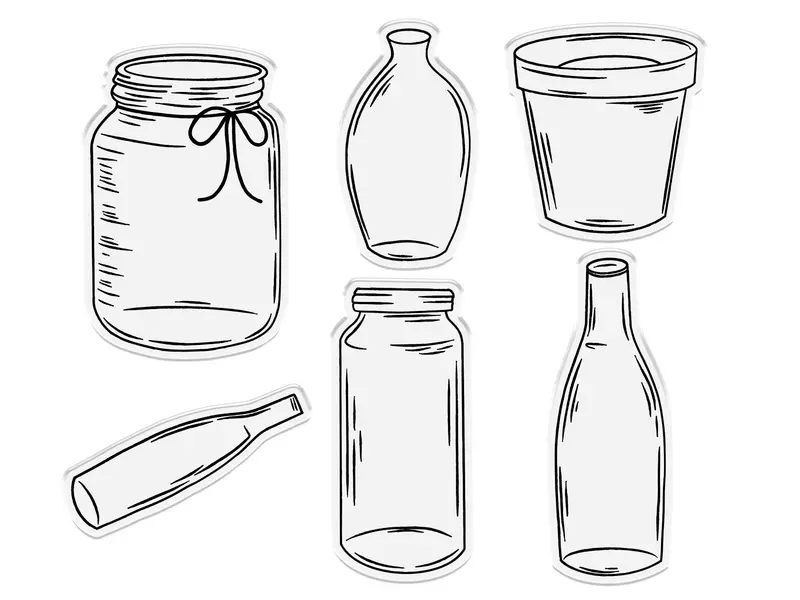 Jars, Bottles & Vases Themed Clear Photopolymer Stamp Set 1