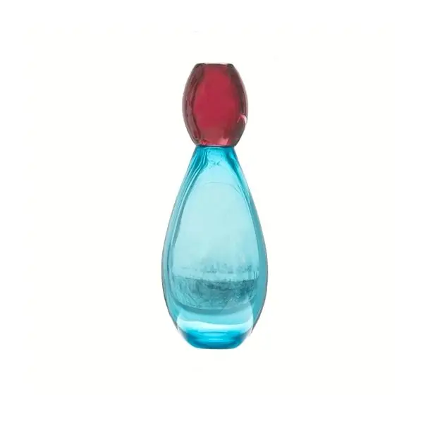 King Aquamarine Ruby Glass Vase – Handcrafted Statement Vessel 1