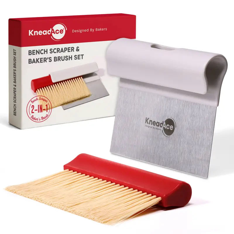 Kneadace Dual-Function Dough Scraper & Pastry Brush Set 1