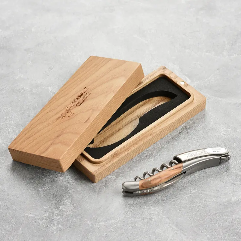 Laguiole En Aubrac Sommelier Corkscrew – Olive Wood Handle & Stainless Steel Construction 1