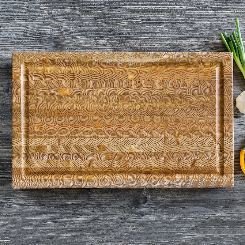 Large Larch Wood End Grain Carving Board – Handcrafted For Durability 1