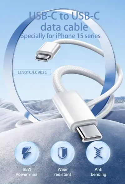 Ldnio 65W Usb-C To Usb-C Fast Charging Cable – 2M Extended Length, Durable Braided Build 1