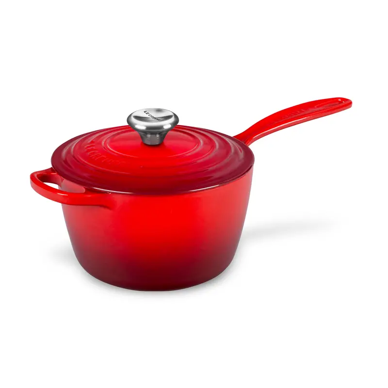 Le Creuset 2.25-Quart Cherry Red Signature Cast Iron Saucepan 1