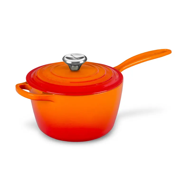 Le Creuset 2.25-Quart Flame-Red Signature Cast Iron Saucepan 1