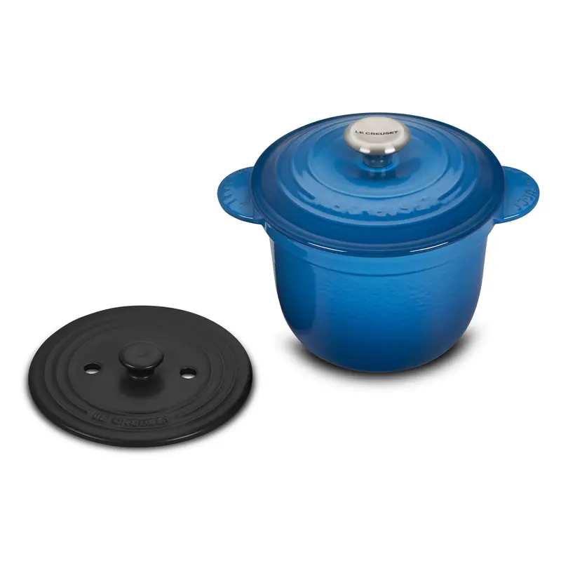 Le Creuset 2.25-Quart Marseille Blue Signature Cast Iron Rice Pot With Stoneware Insert 1