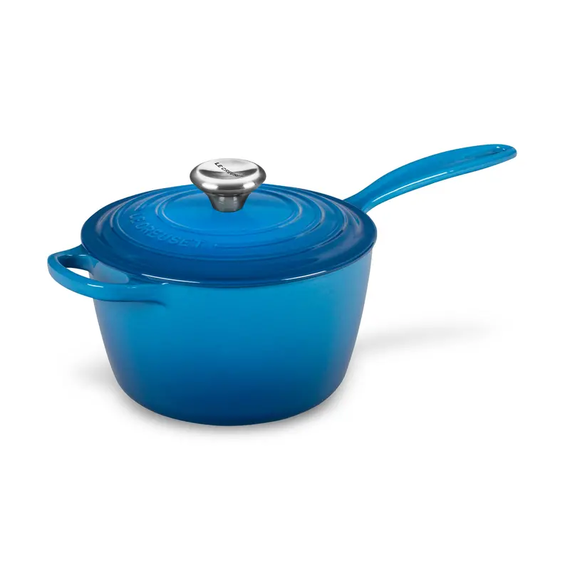 Le Creuset 2.25-Quart Marseille Blue Signature Cast Iron Saucepan 1