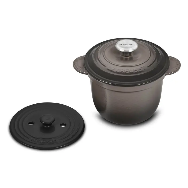 Le Creuset 2.25-Quart Oyster Gray Signature Cast Iron Rice Pot With Stoneware Insert 1