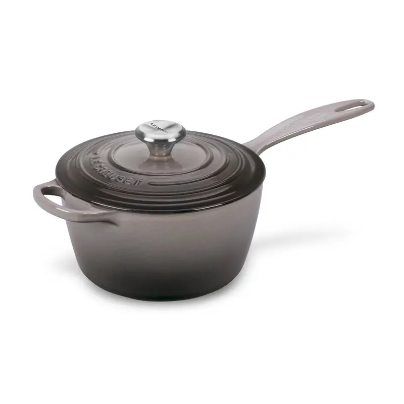 Le Creuset 2.25-Quart Oyster Gray Signature Cast Iron Saucepan 1