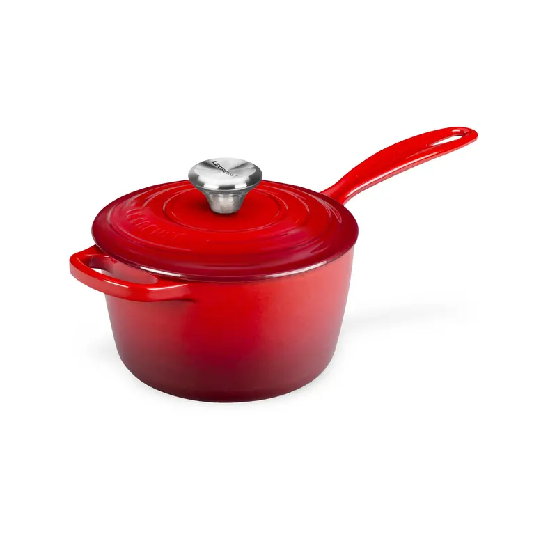 Le Creuset Signature 1.75-Quart Cerise Cast Iron Saucepan 1