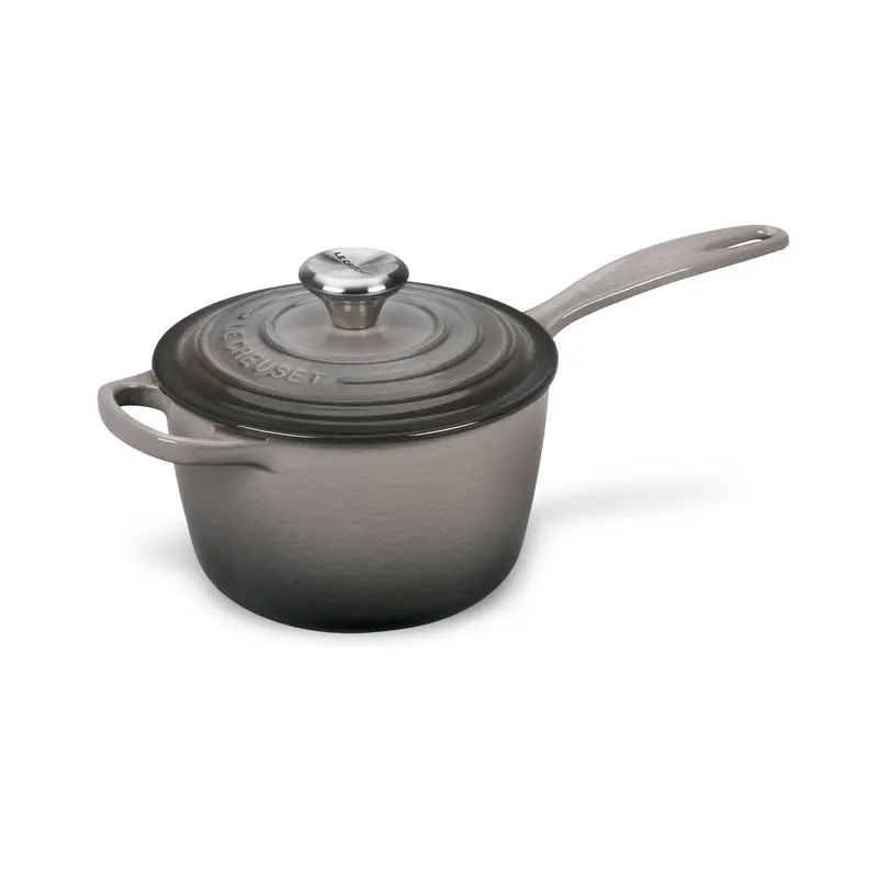 Le Creuset Signature 1.75-Quart Oyster Cast Iron Saucepan 1