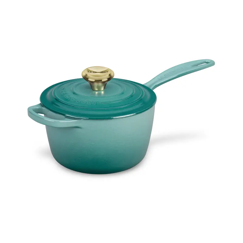 Le Creuset Signature 1.75-Quart Saucepan – Bleu Riviera Cast Iron With Tight-Fit Lid 1