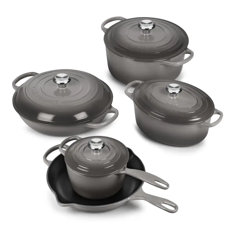 Le Creuset Signature Cast Iron 9-Piece Cookware Set – Oyster Enamel Collection 1
