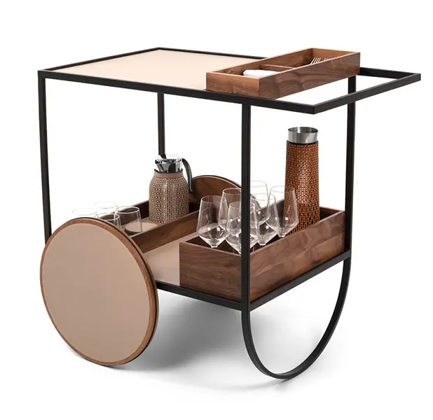 Magenta Two-Tier Serving Trolley With Casters • Pinetti 1