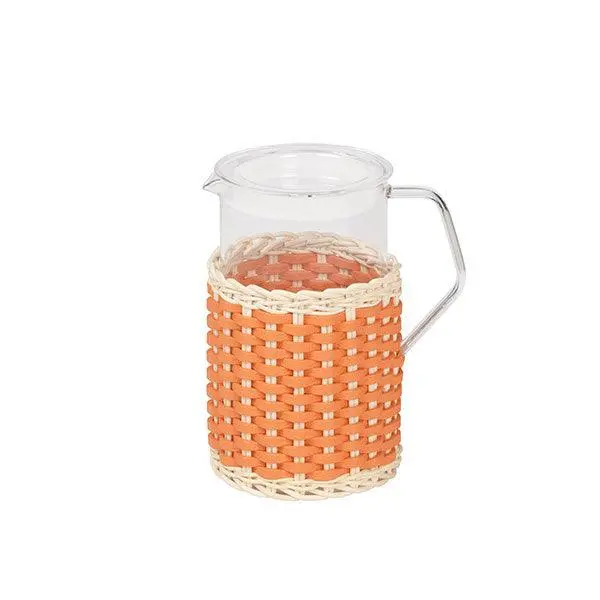 Marseille Hybrid Glass Pitcher With Leather And Rattan Accents 1