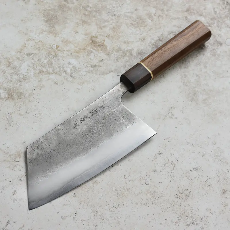 Matsubara Kiri Cleaver – 7.5" Aogami #2 Nashiji Stainless-Clad Chopper 1