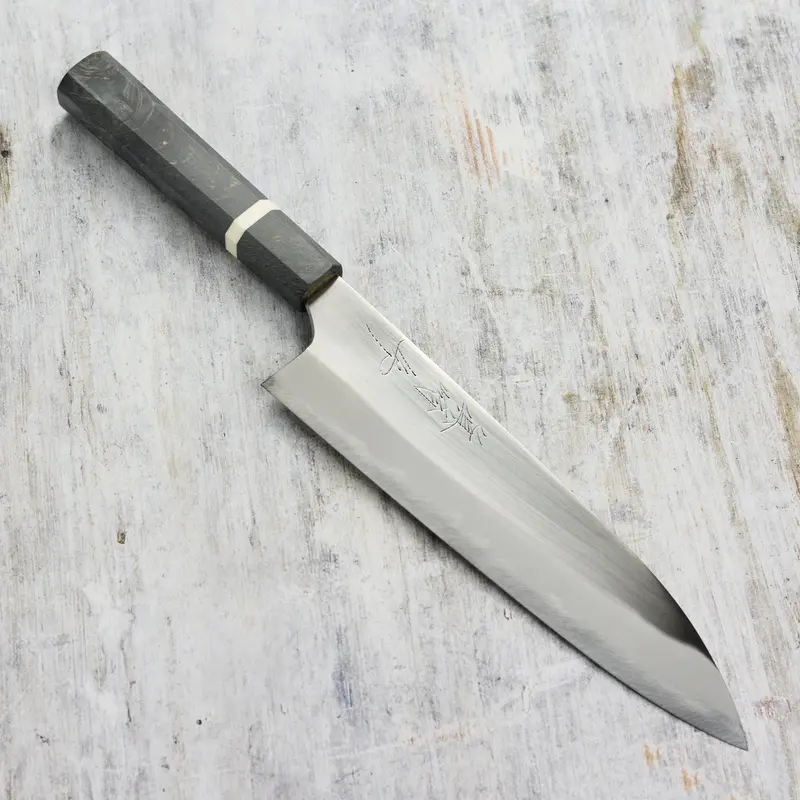 Mazaki Hon-Sanmai Shirogami #2 Gyuto – 8.25" Migaki Polished Chef Knife 1