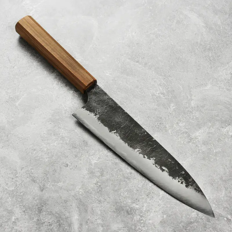 Mazaki Shirogami #2 Kurouchi Nashiji 8.25-Inch Gyuto Chef Knife 1
