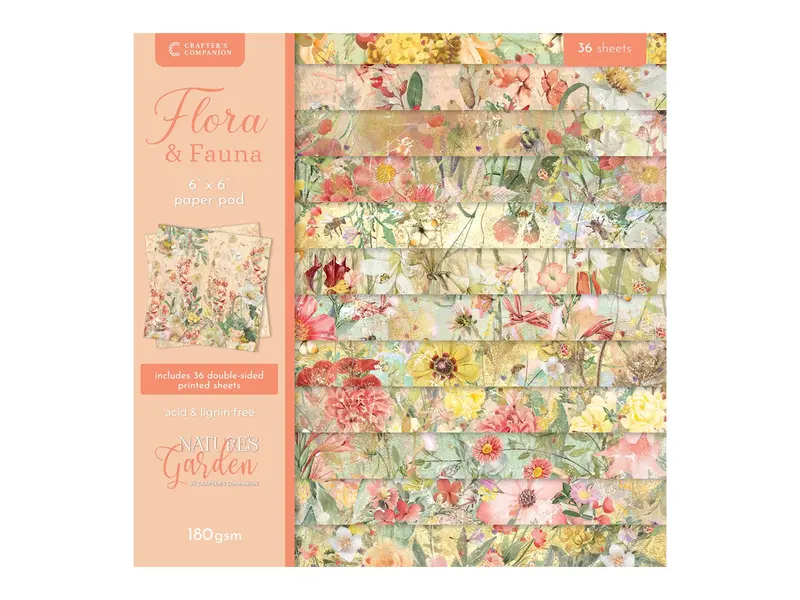Nature'S Garden Flora & Fauna Paper Pad – 6X6 Inch, Botanical & Wildlife Designs 1