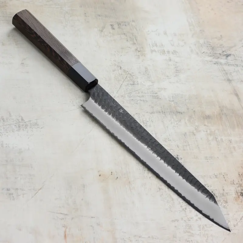 Nigara Sg2 Kurouchi Sujihiki – 10" Kiritsuke-Style Slicing Knife With Tsuchime Texture 1