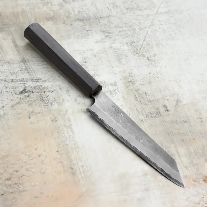 Nigara Tsuchime Petty Knife – 5.9" Aogami Super Migaki Kiritsuke Style, Hand-Hammered Finish 1
