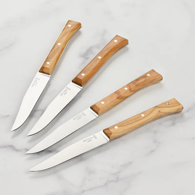 Opinel Olive Wood Facette 4-Piece Steak Knife Set 1