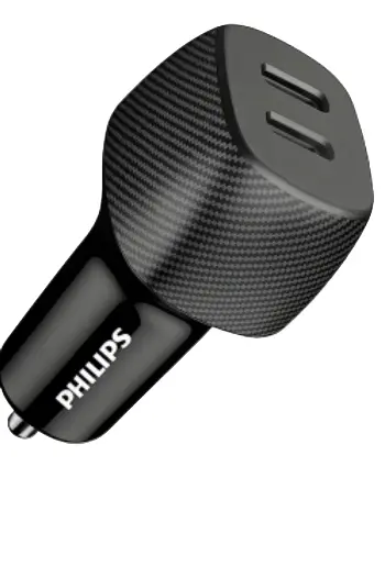 Philips 60W Dual-Port Usb-C Car Charger In Black 1