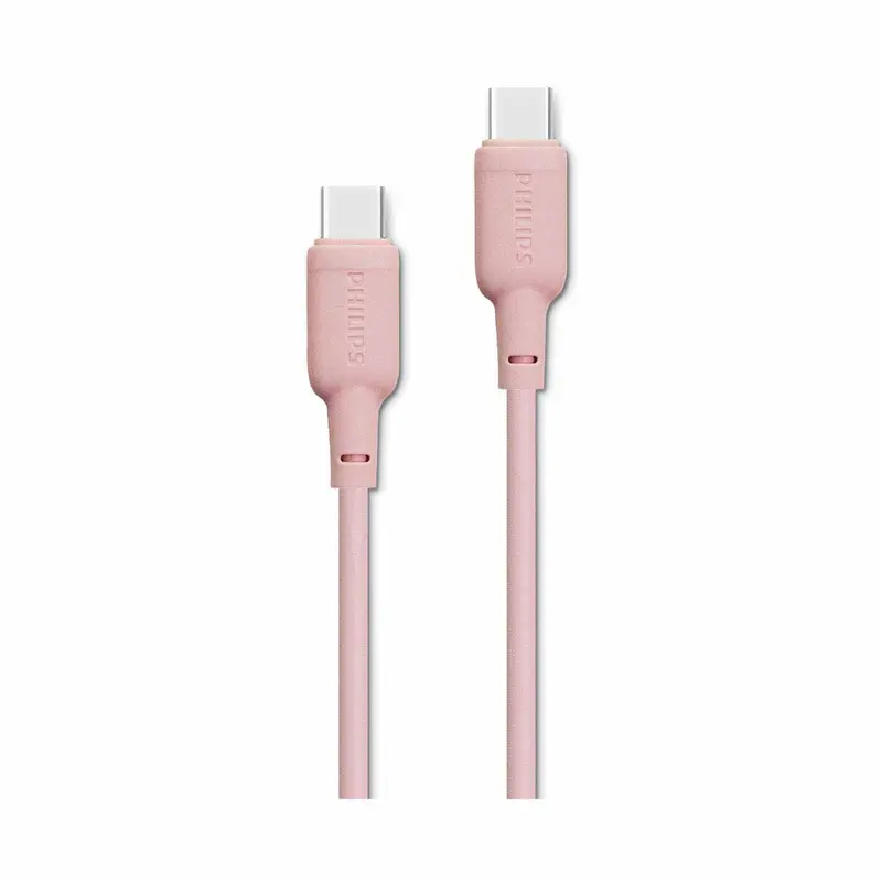 Philips 60W Usb-C To Usb-C Fast Charging Cable – 1.2M Rose Pink Braided Design 1