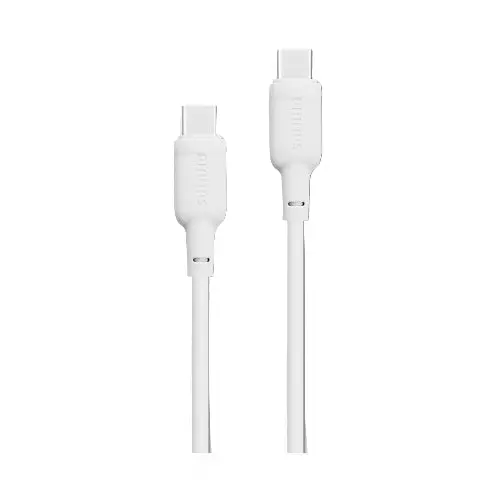 Philips 60W Usb-C To Usb-C Fast Charging Cable – 1.2M White Braided Cord, Pd Compatible 1