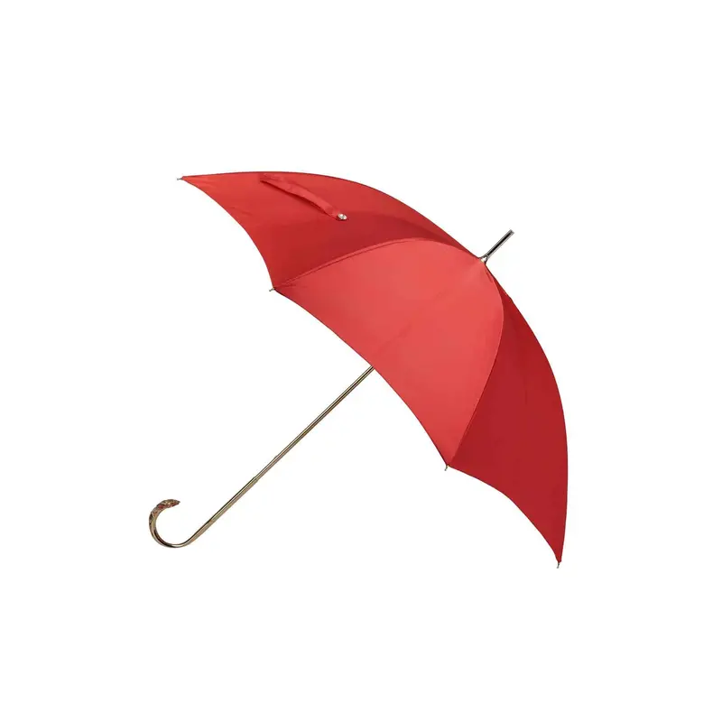 Red Daisy-Print Double Umbrella With Sparkling Jewel-Set Handle 1