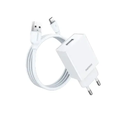 Remax Kiddy Series 2.4A Dual-Port Wall Charger With 1M Iphone-Compatible Cable, Minimalist White 1