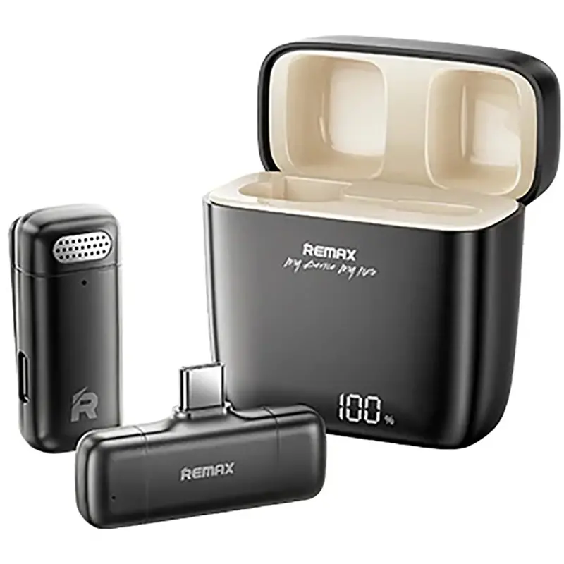 Remax Wireless Live-Streaming Mic – Usb-C Powered With 300Mah Dock, Black 1