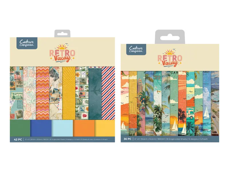 Retro Vacay Paper Pad – 12×12 Inch Scrapbook Collection 1