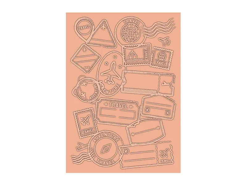 Retro Vacay Travel Stamp Set With 5×7 Inch 2D Embossing Folder 1