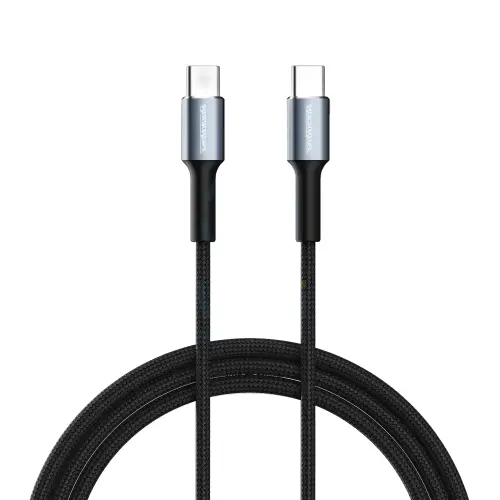 Rockrose Sparta Cc1 Usb-C To Usb-C Cable – 15W Power Delivery, 1 M, Black & Midnight Blue 1