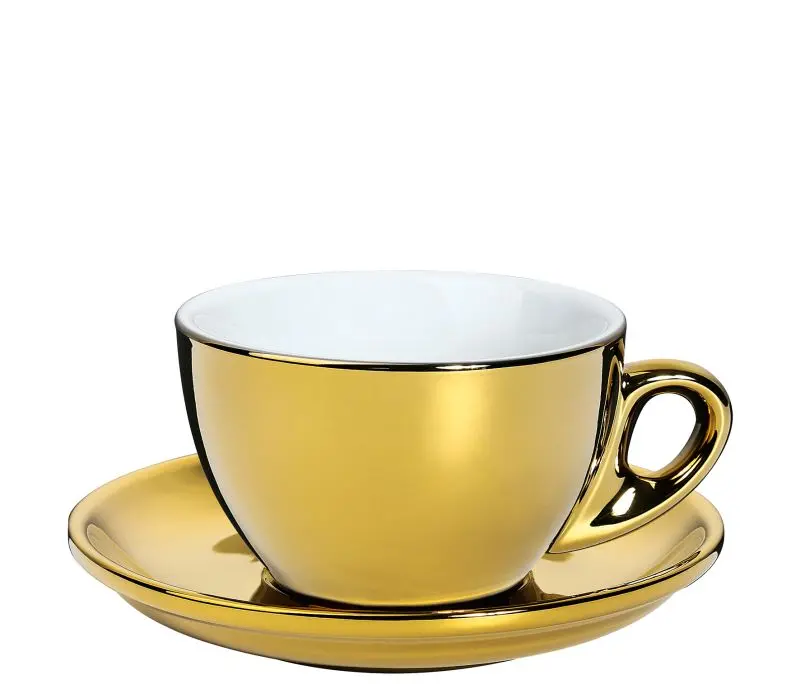 Roma Gold-Finished Cappuccino Cup – 100Ml Ceramic Espresso Serveware 1