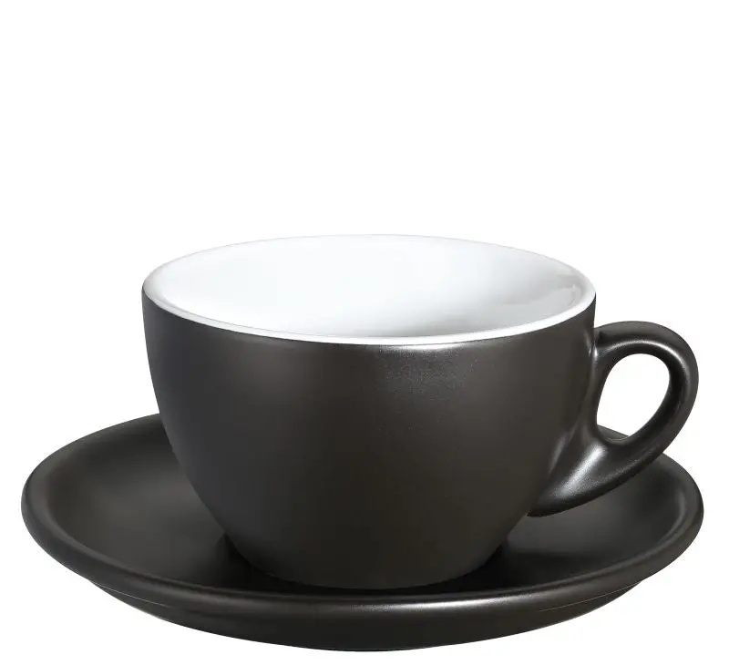 Roma Matte Black Cappuccino Cup – Modern Ceramic Design 1