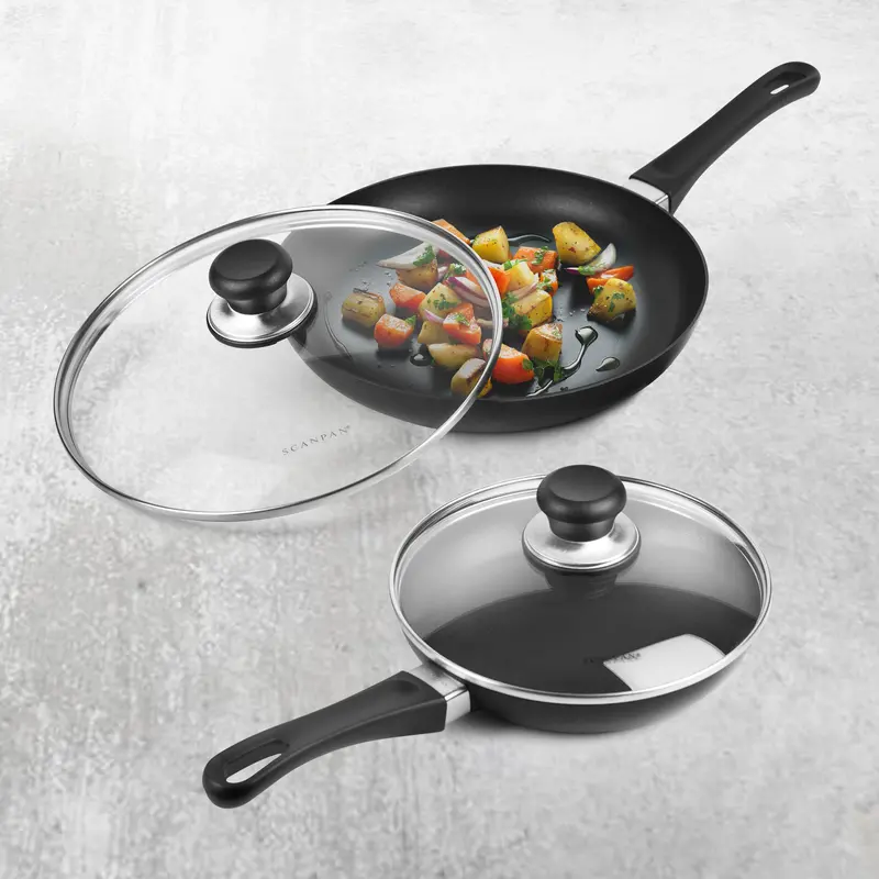 Scanpan Classic Nonstick Fry Pan Set – 8" And 10.25" With Tempered Glass Lids 1