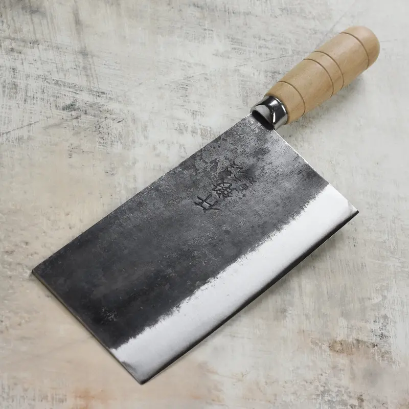Sentan Forged Shirogami #2 Chinese Cleaver – 7.5", Kurouchi Finish, Stainless Clad 1