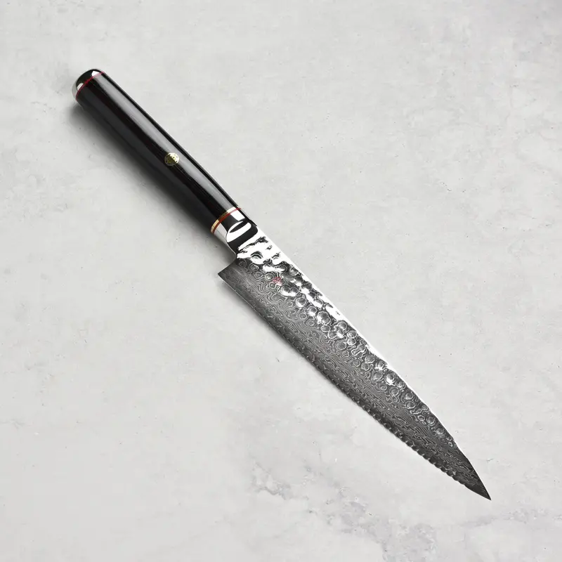 Shun Hiro 6" Serrated Utility Knife – Fine-Tooth Edge, Stainless Damascus Construction 1