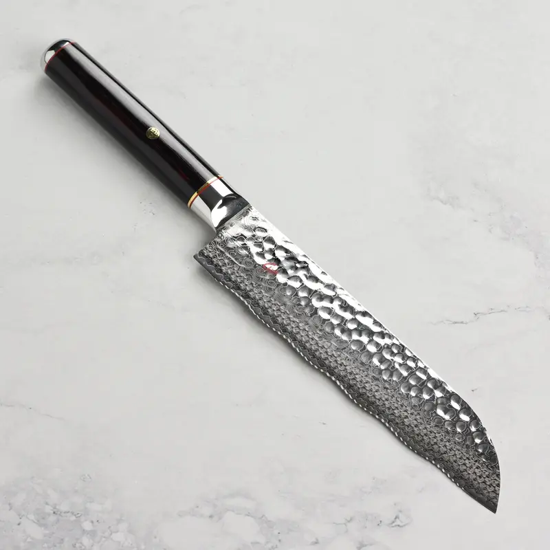 Shun Hiro 7" Dual-Density Utility Knife – Textured Grip, Stainless Damascus Blade 1