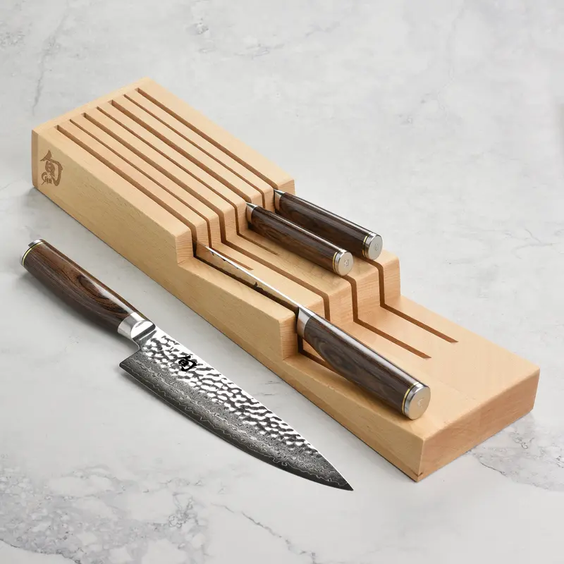 Shun Premier 5-Piece In-Drawer Knife Set – Elegant Blonde Pakkawood Handles 1