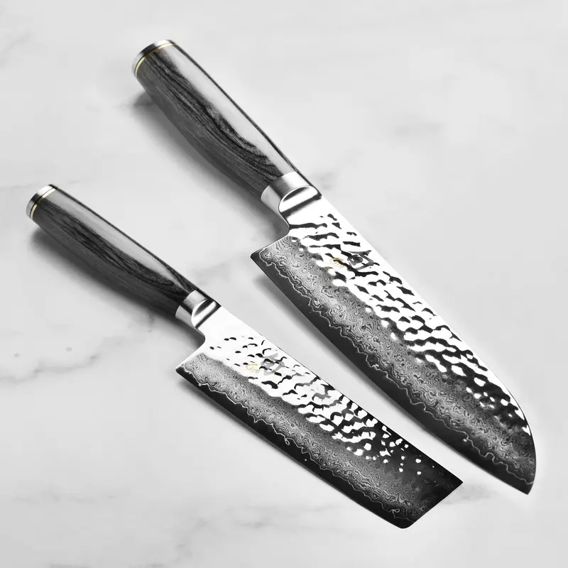 Shun Premier Grey Santoku & Nakiri Knife Set – Dual-Function Japanese Kitchen Pair 1