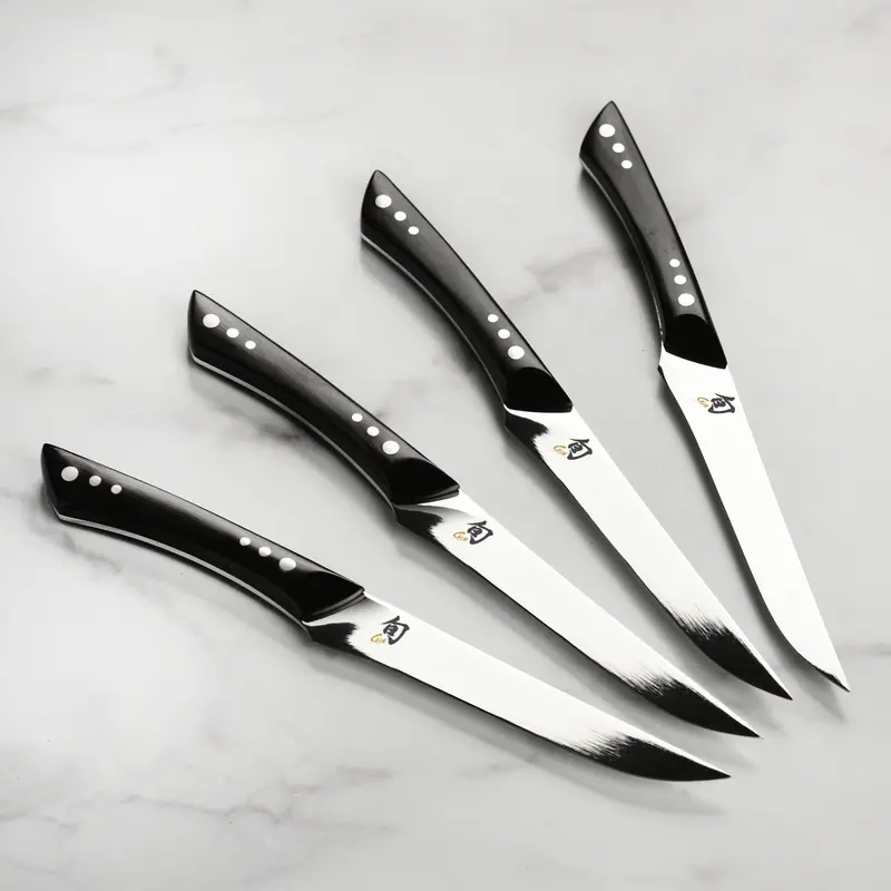 Shun Shima 4-Piece Steak Knife Set – Black Pakkawood Handles 1