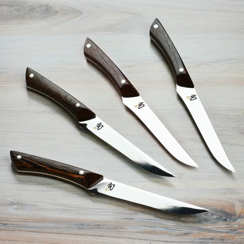 Shun Shima 4-Piece Steak Knife Set – Natural Tagayasan Wood Handles 1