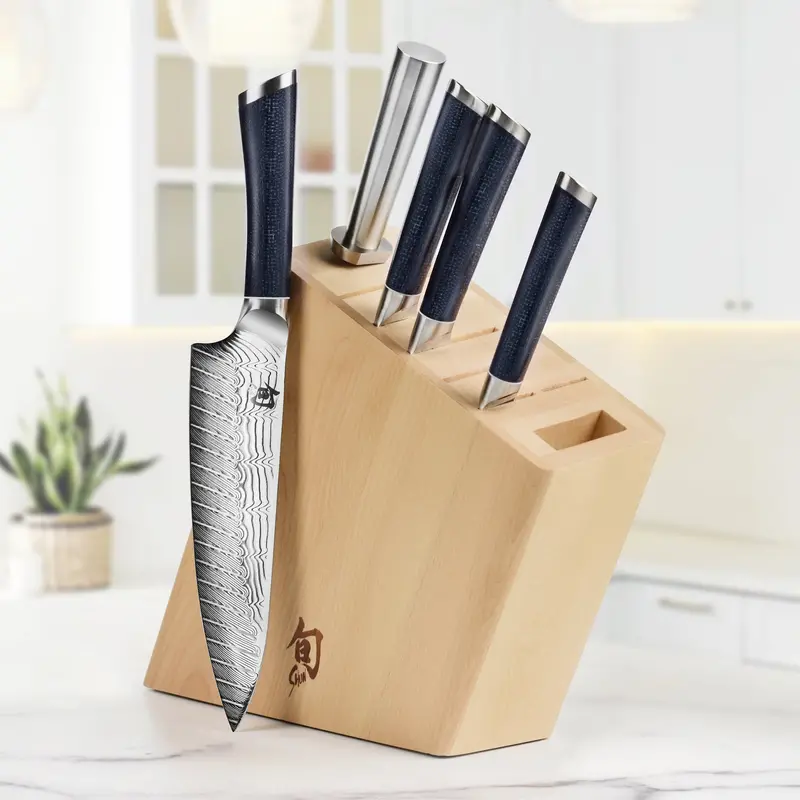 Shun Shiranami Knife Block Collection – 6-Piece Starter Set With Stand 1