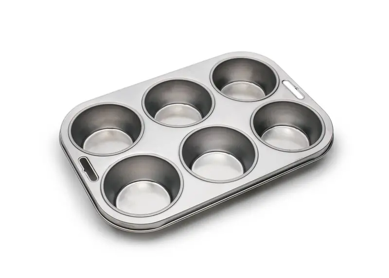 Stainless Steel 6-Cup Muffin Pan – 10.3" X 7.1" Baking Tray 1