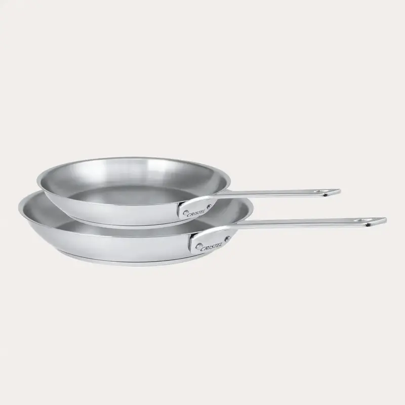 Stainless Steel Frying Pan Duo – Riveted Handles, Even Heating 1