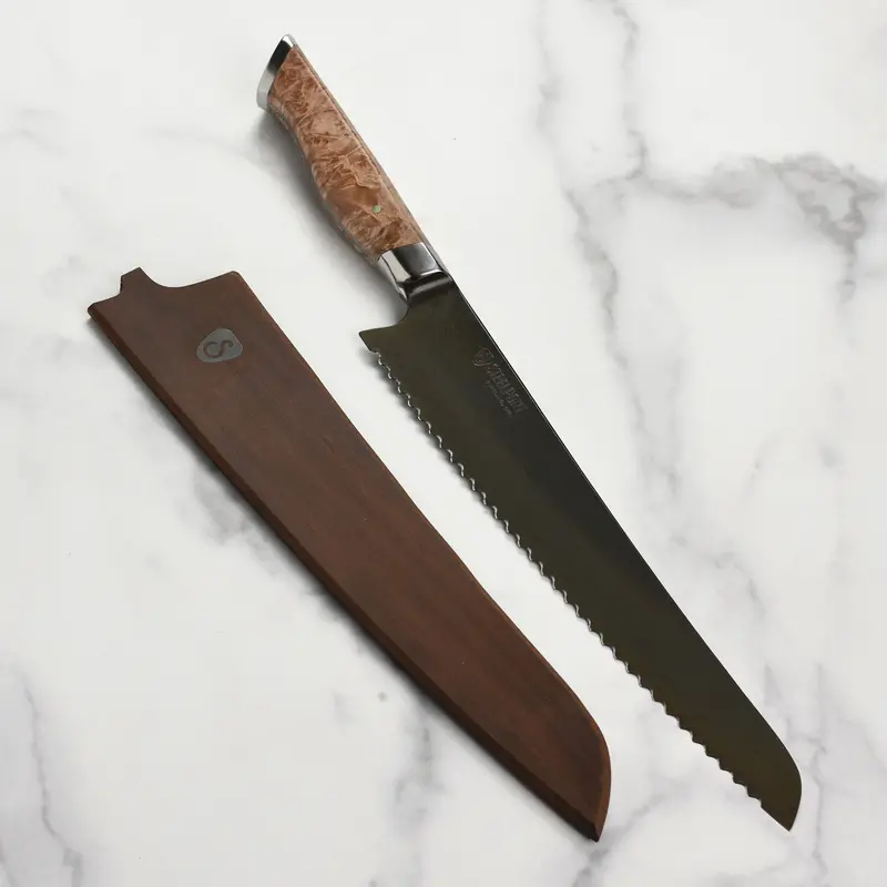 Steelport 10-Inch Carbon Steel Bread Knife – Includes Oregon Maple Magnetic Sheath 1
