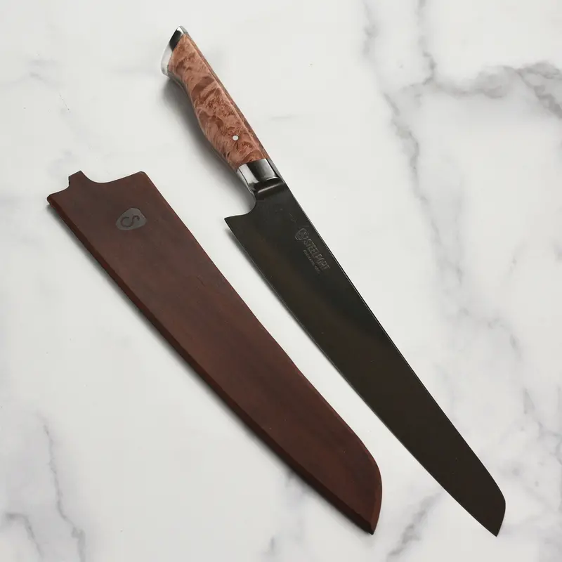 Steelport 10-Inch Carbon Steel Slicing Knife – With Oregon Maple Magnetic Sheath 1